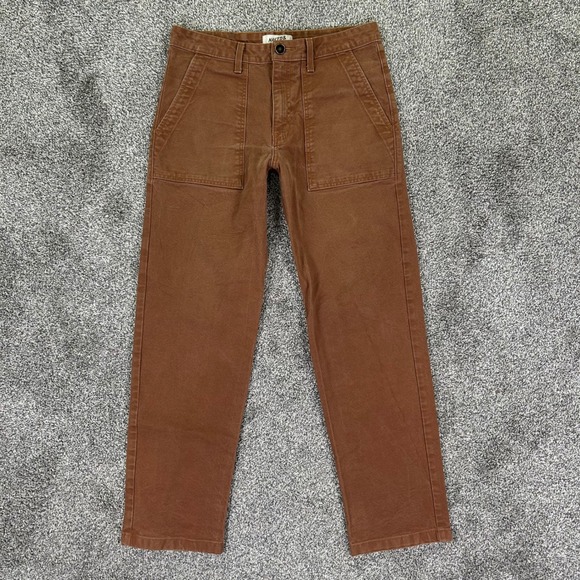 Naked & Famous Mens 32 Brick Canvas Work Pant Brown Casual Carpenter 101143598
